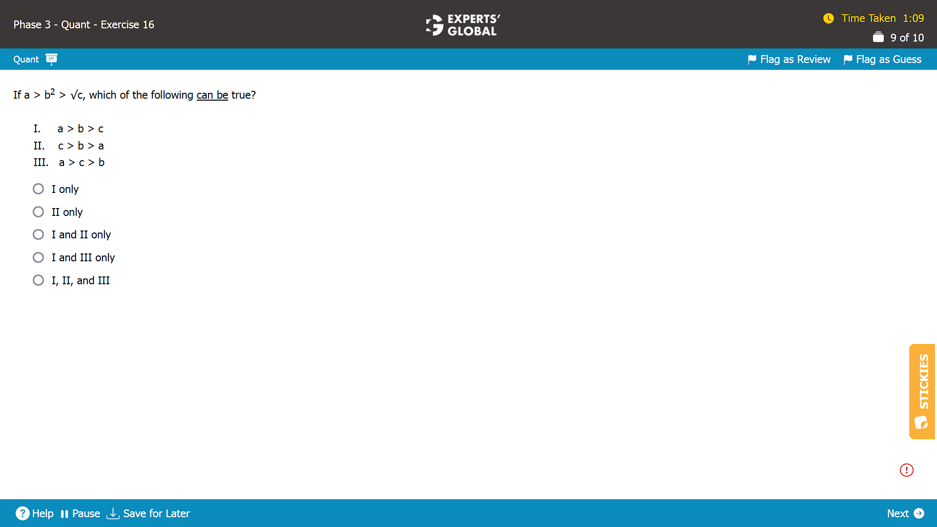 A screenshot of a Problem Solving question on the GMAT taken from the Experts' Global GMAT platform