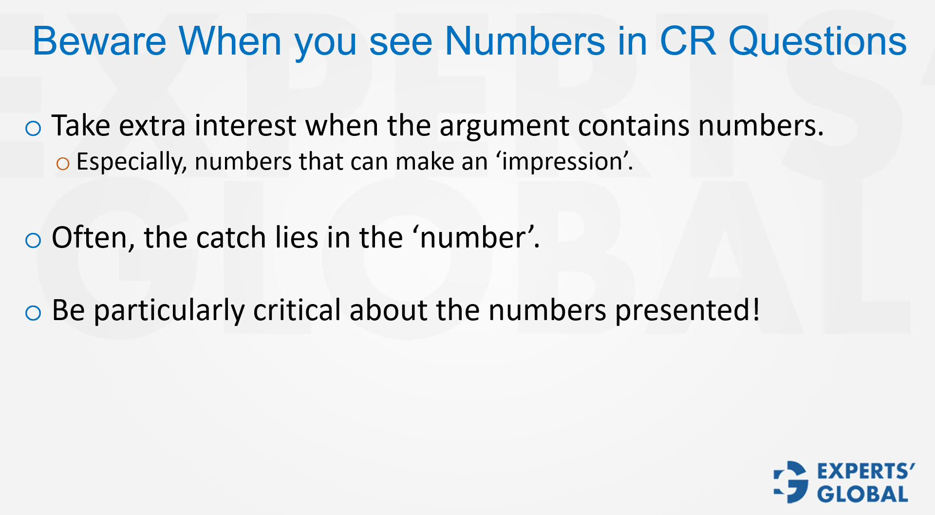 GMAT CR: Beware When you see Numbers in CR concept