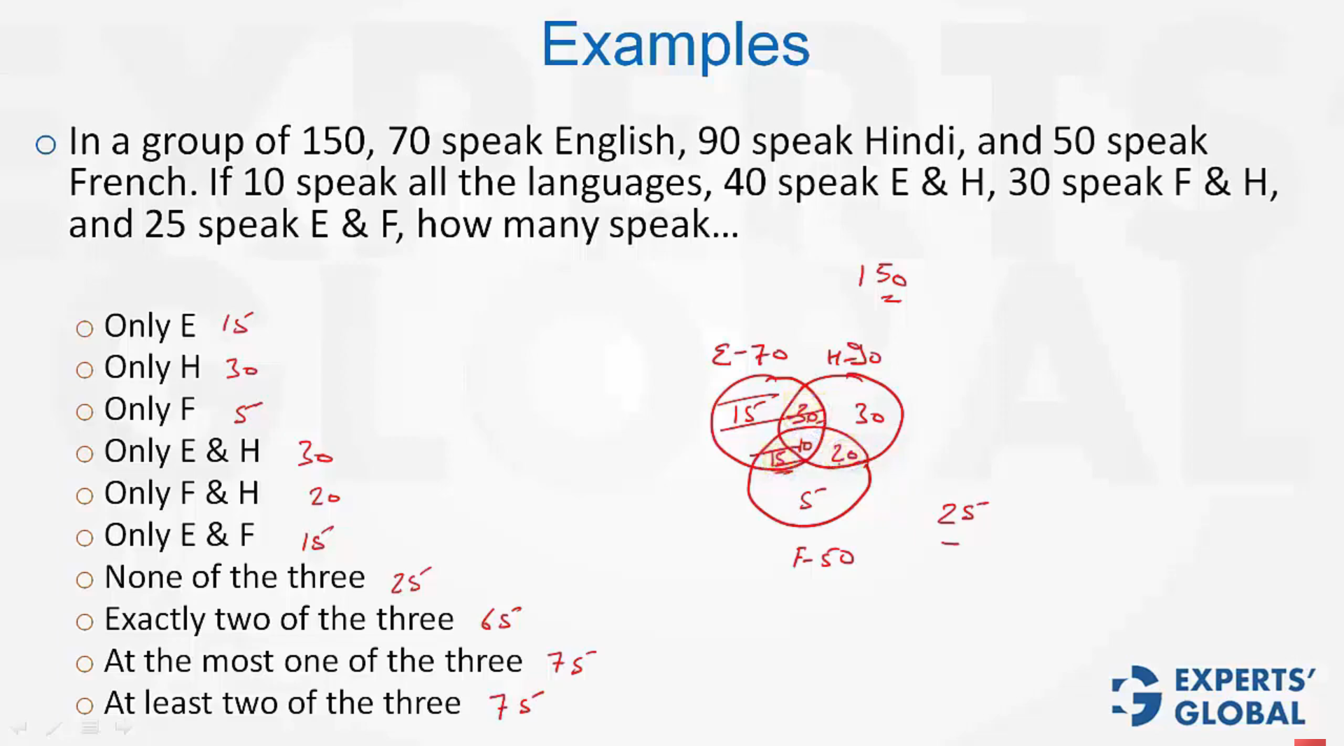 Set Theory: Three Overlapping Sets problem