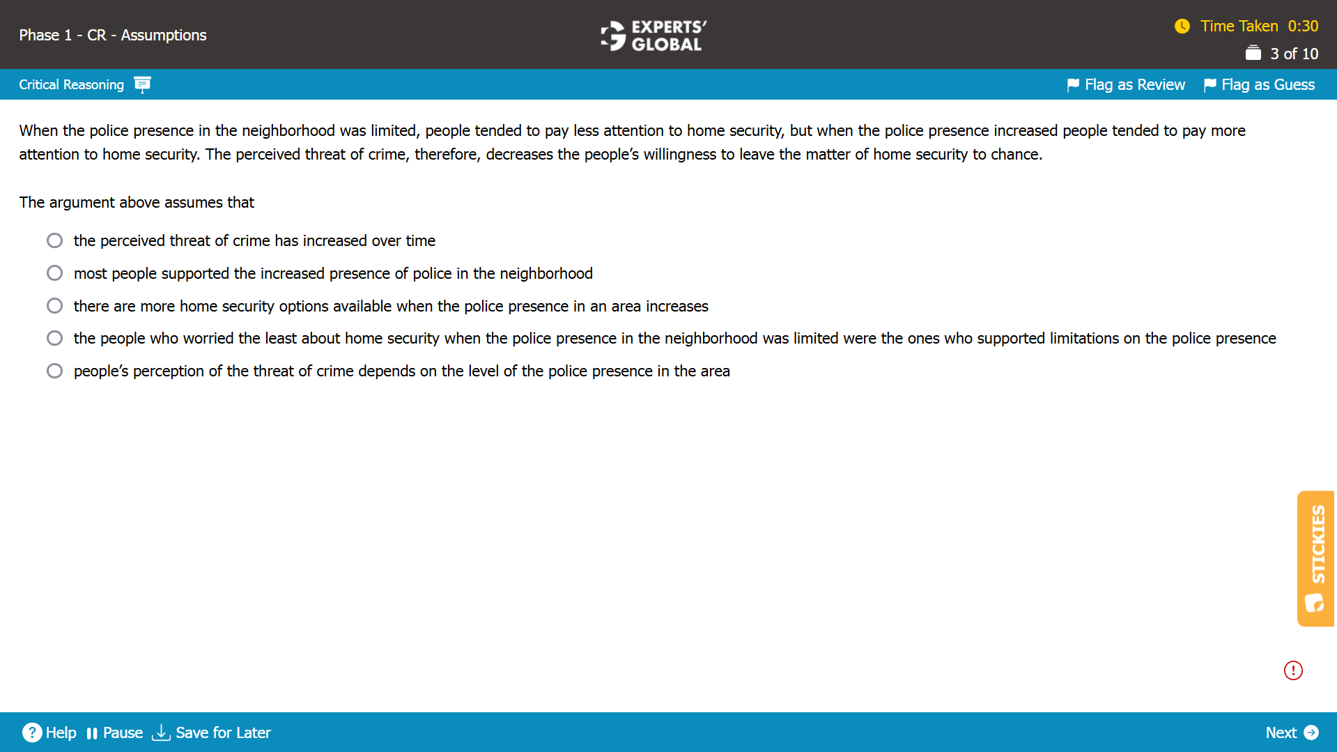 GMAT CR Assumption question, Experts' Global GMAT Preparation Online