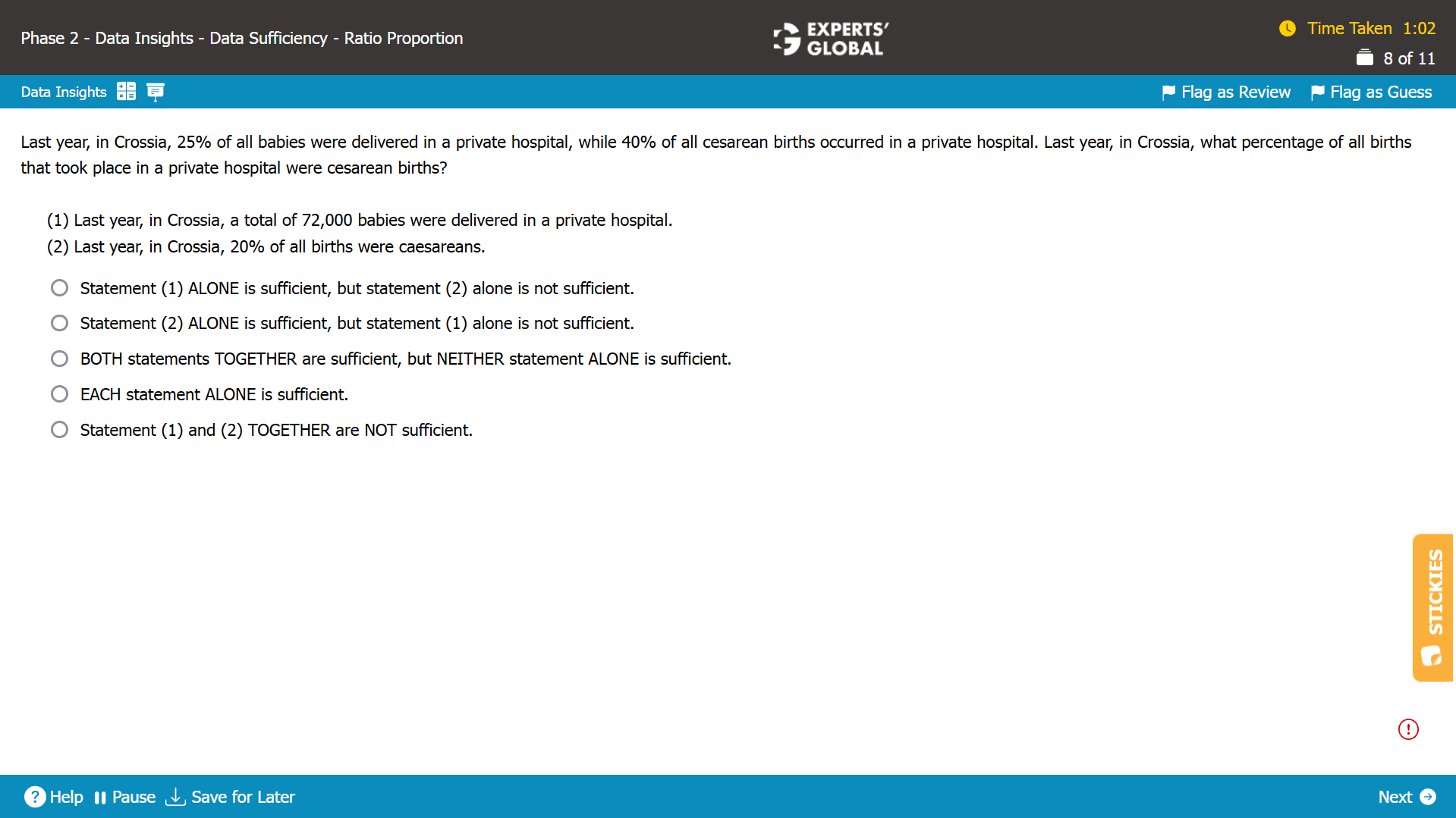 GMAT DS Sample Question 1
