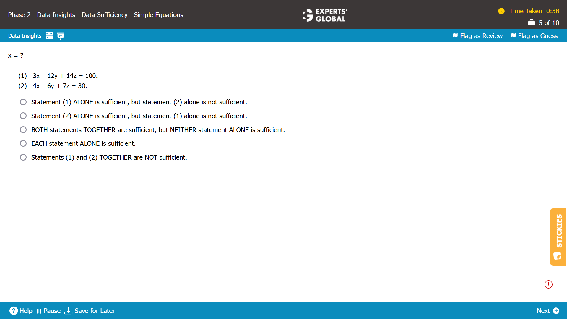 GMAT DS Sample Question 2