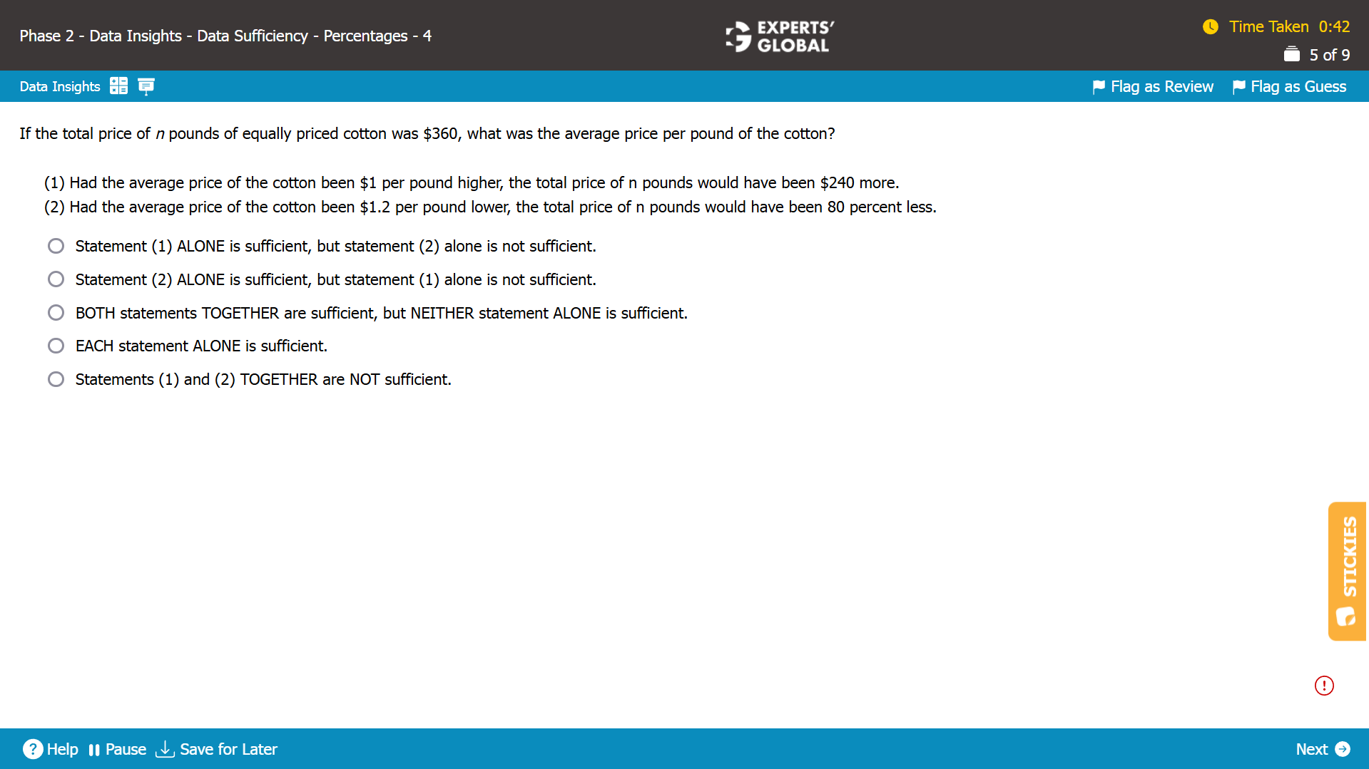 GMAT DS Sample Question 5