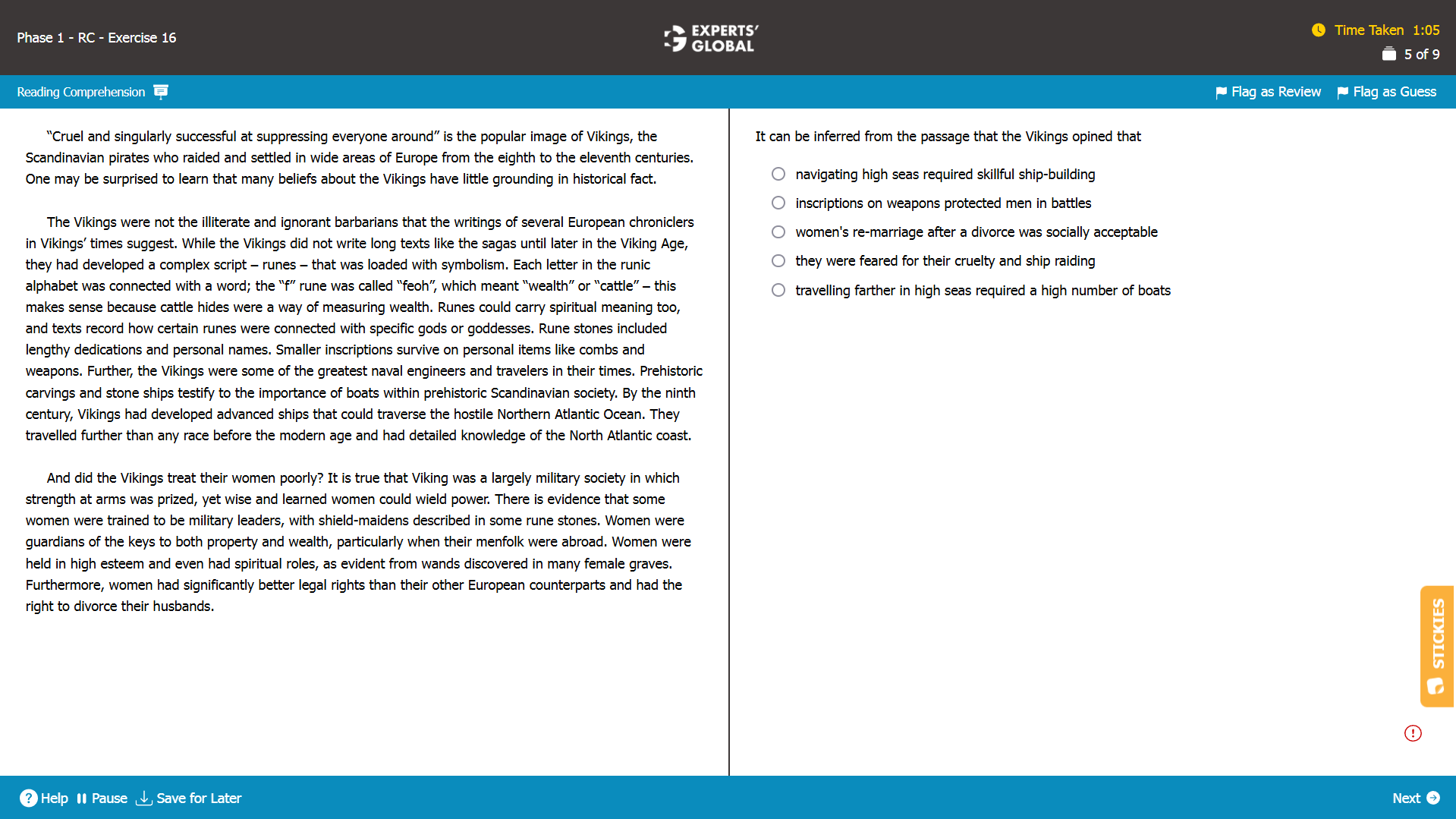 GMAT RC Sample Question 5