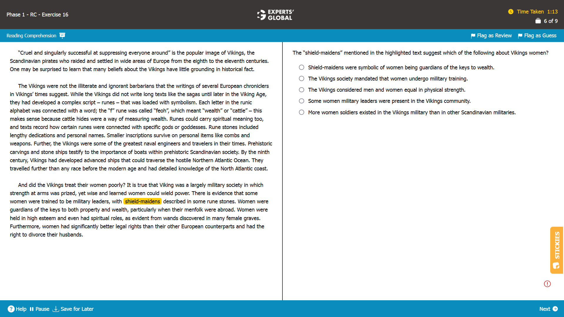 GMAT RC Sample Question 6