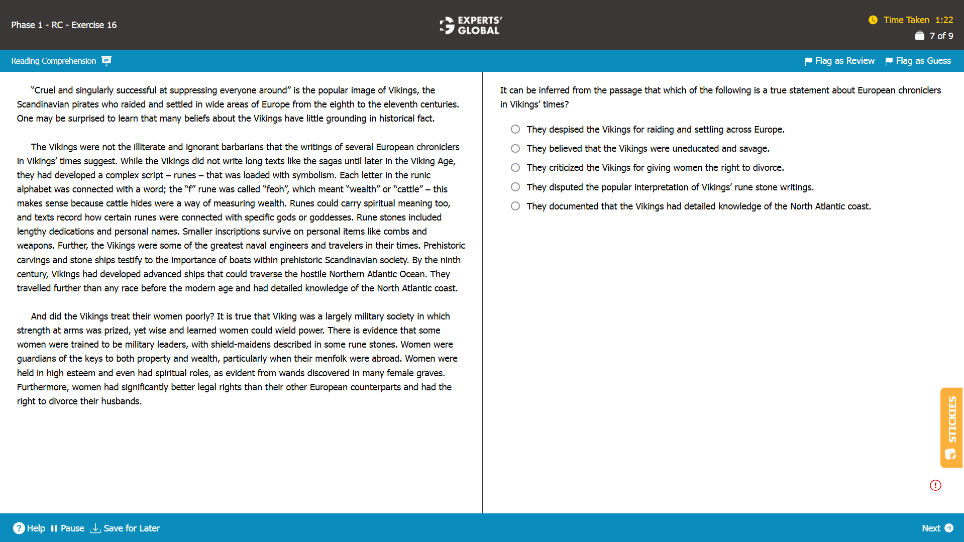 GMAT RC Sample Question 7