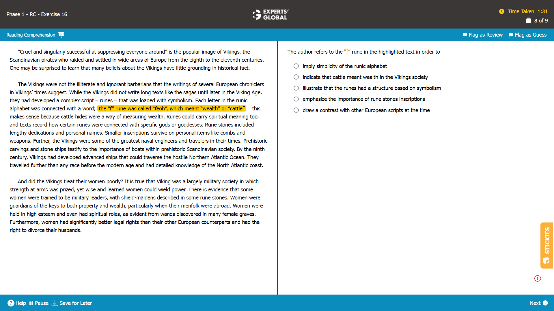 GMAT RC Sample Question 8