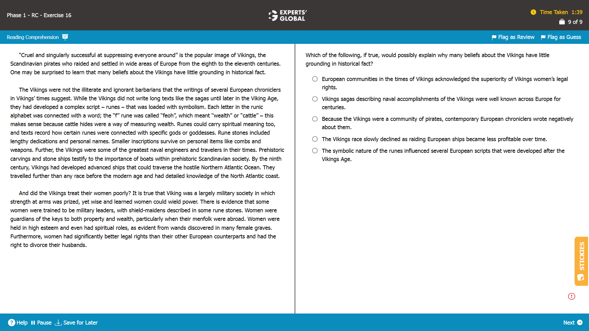 GMAT RC Sample Question 9