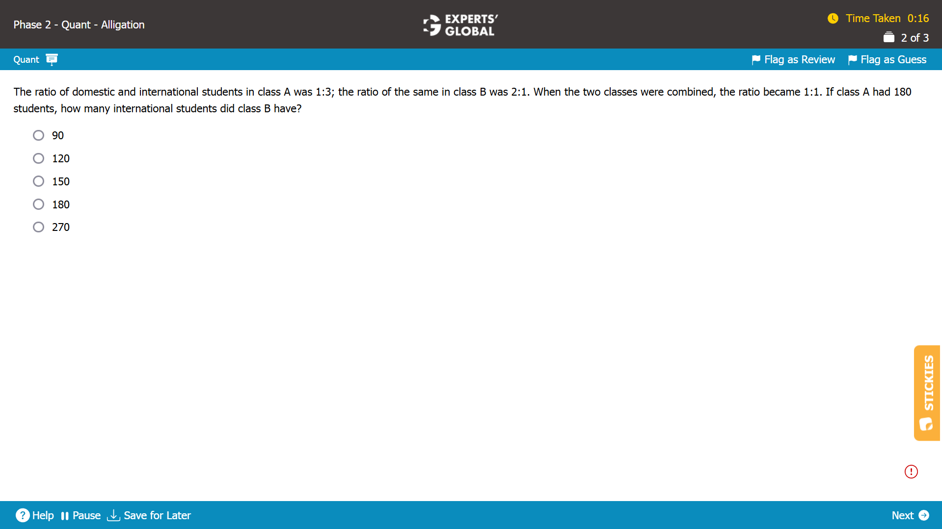 GMAT Percentages-Mixtures-Alligation Sample Question 3