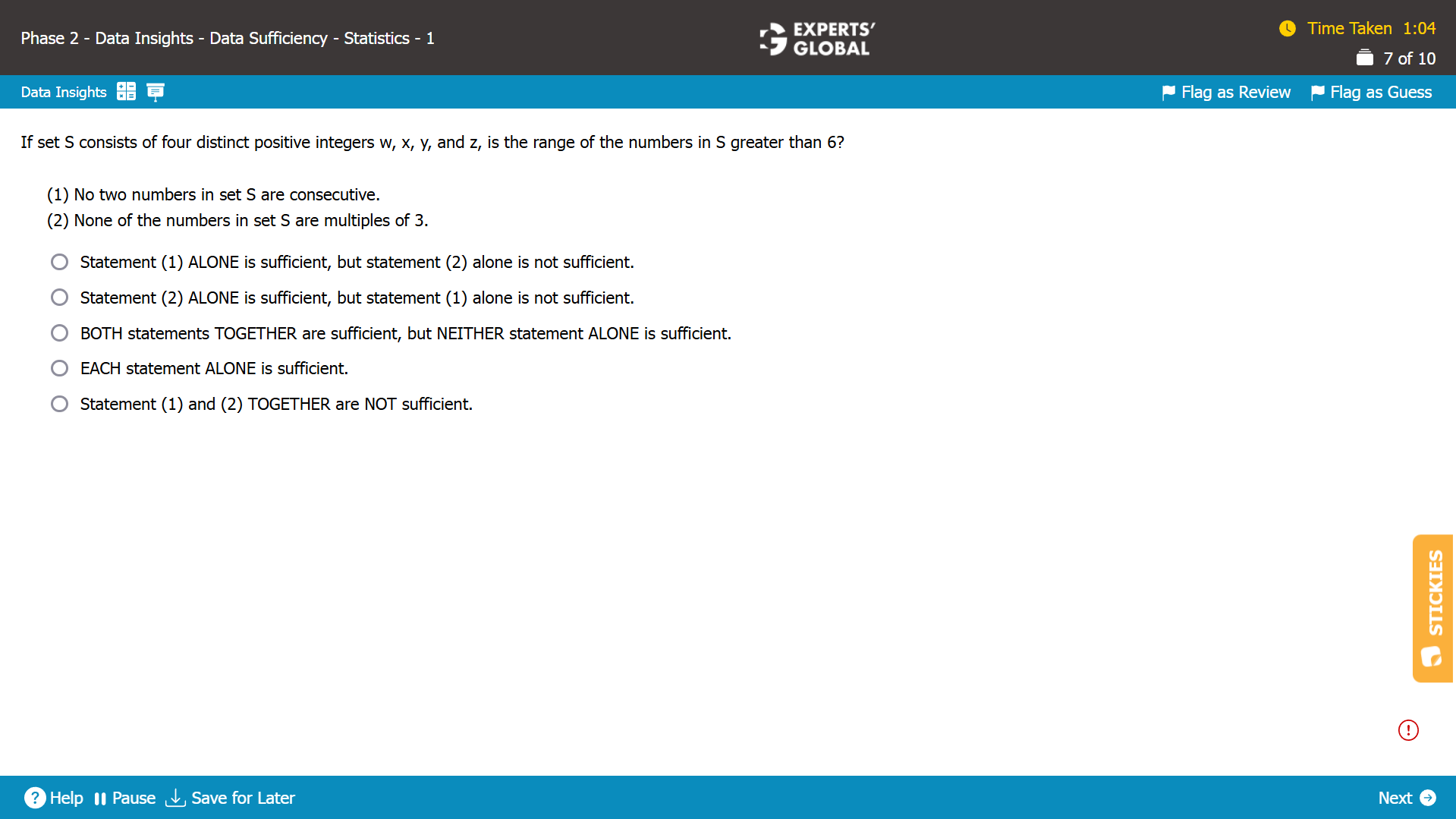 GMAT Statistics Sample Question 4