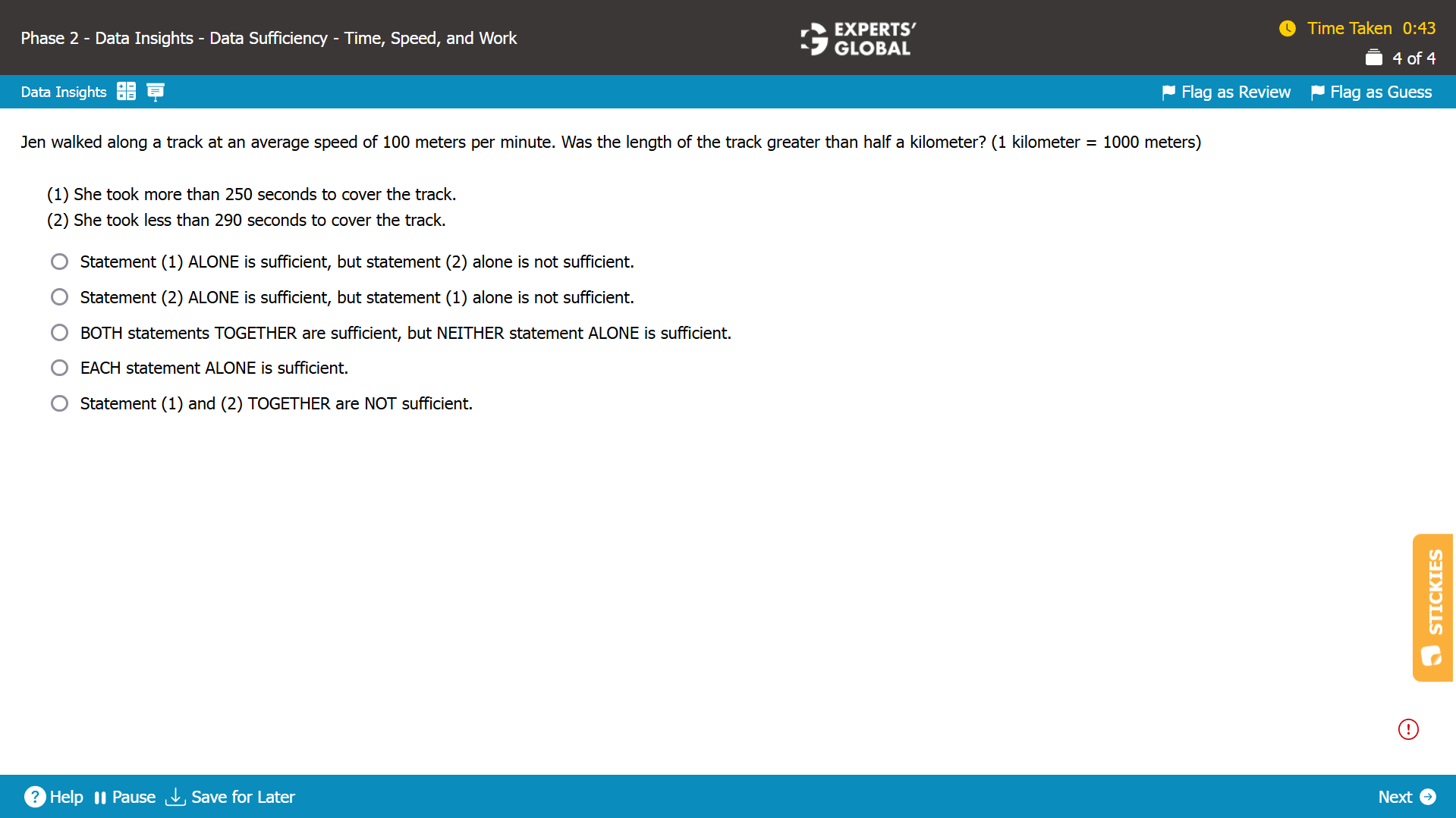 GMAT Time-Speed-Distance Sample Question