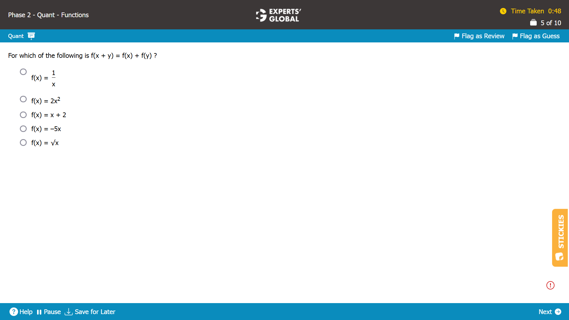 GMAT Algebraic Functions Practice Question 1