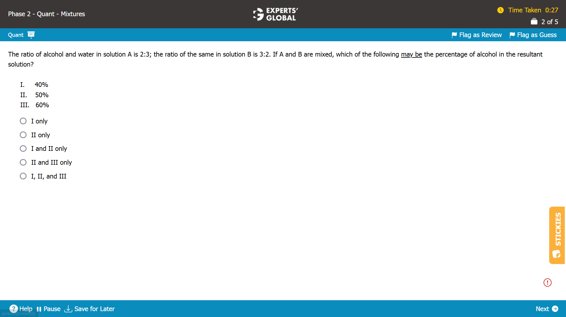 GMAT Percentages-Mixtures-Alligation Practice Question 3