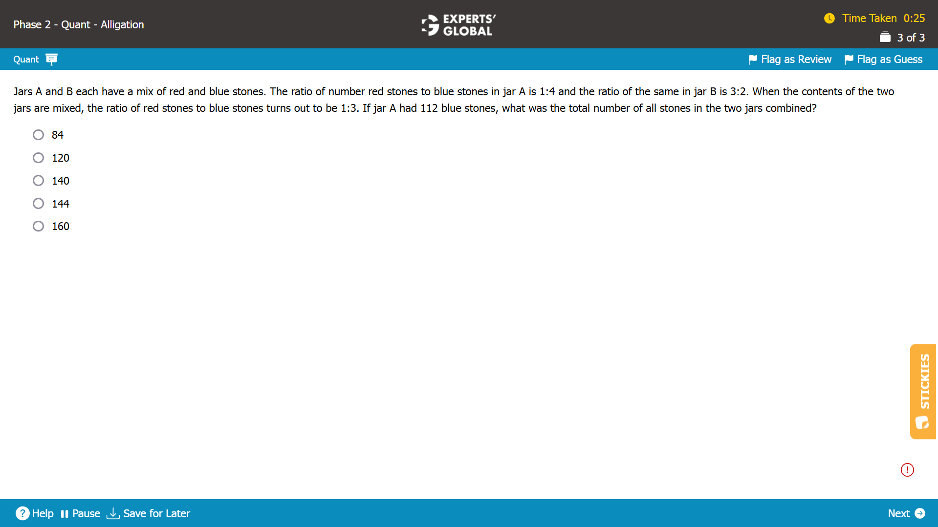 GMAT Percentages-Mixtures-Alligation Practice Question 5