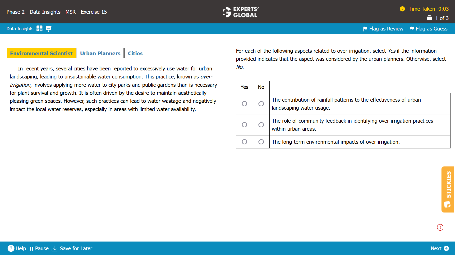 GMAT MSR Set 15 - Tab 1 + Question 1