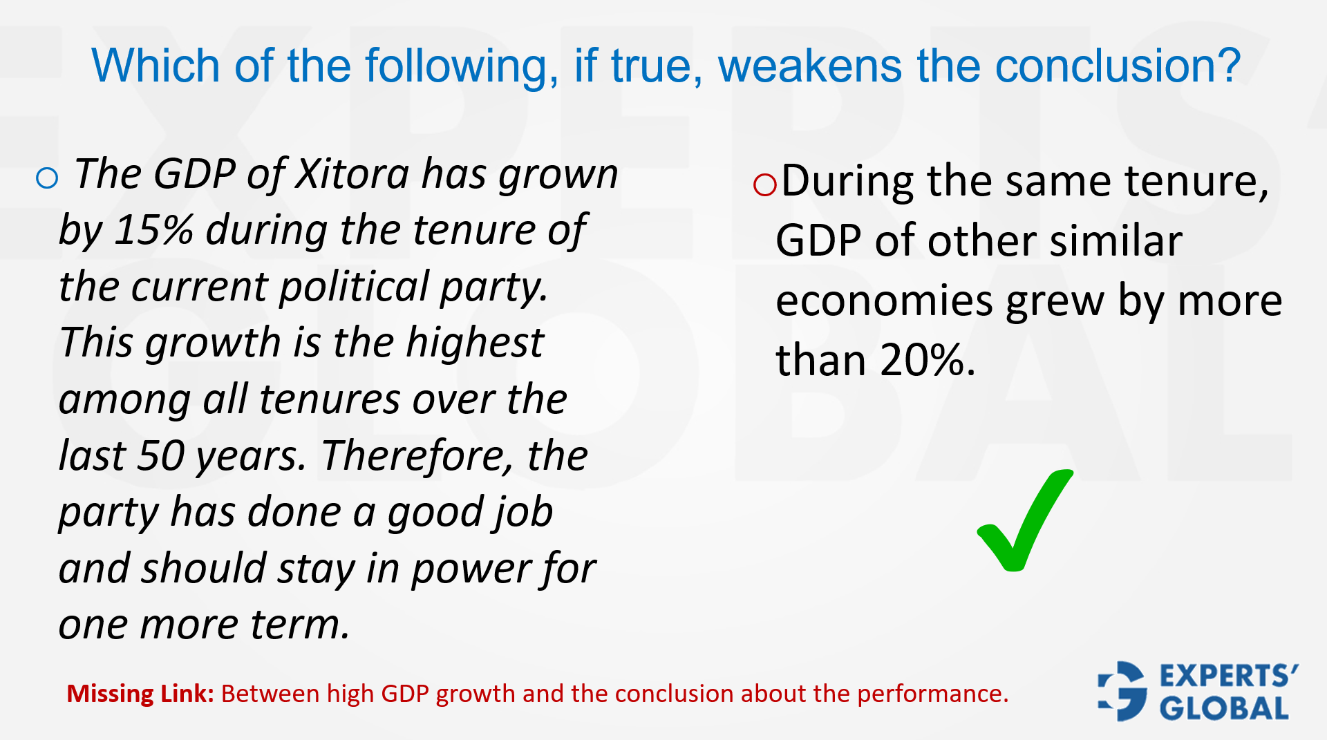 An explanatory example of a CR question with numbers
