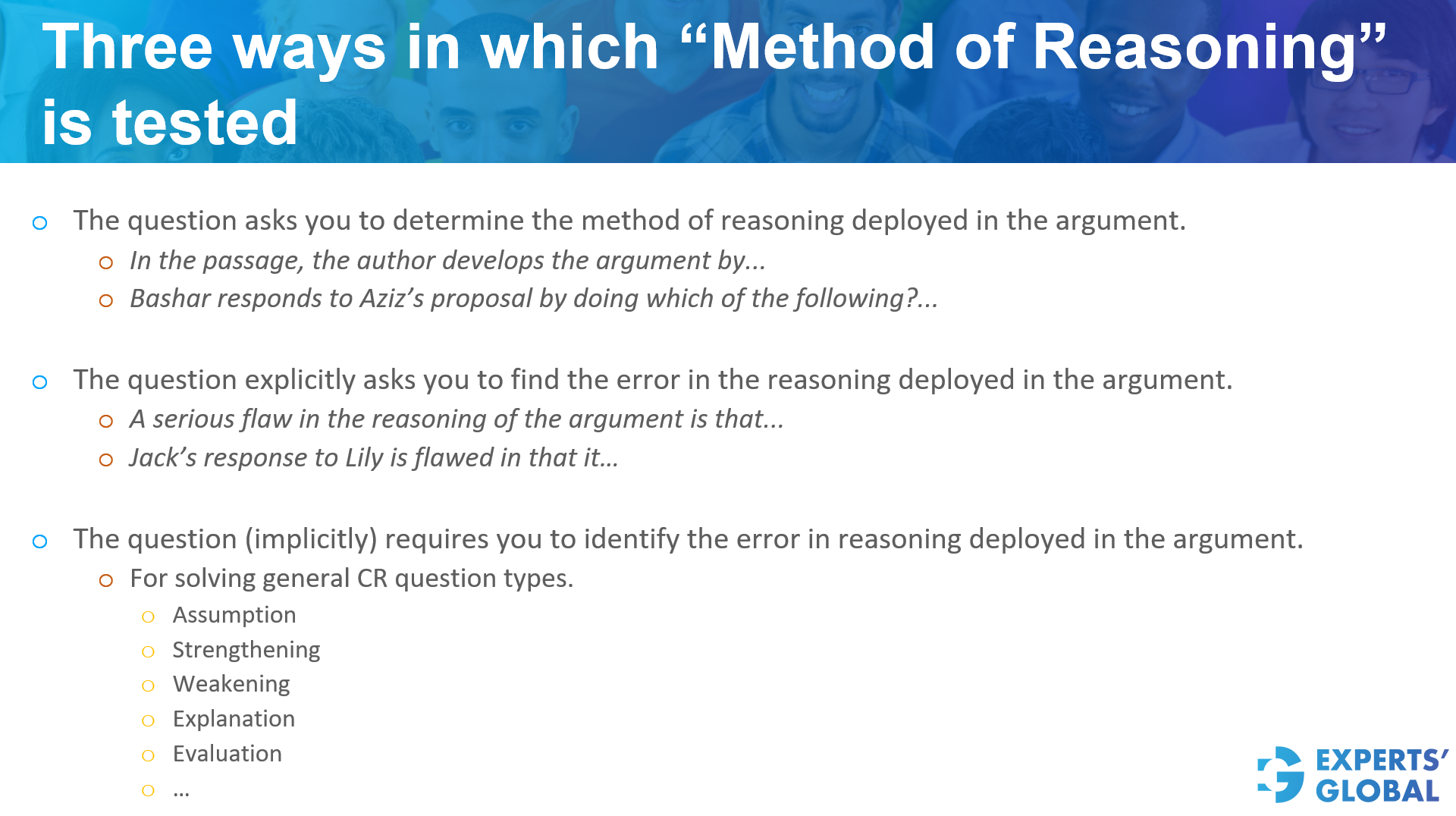 GMAT CR: Method-of-Reasoning question type