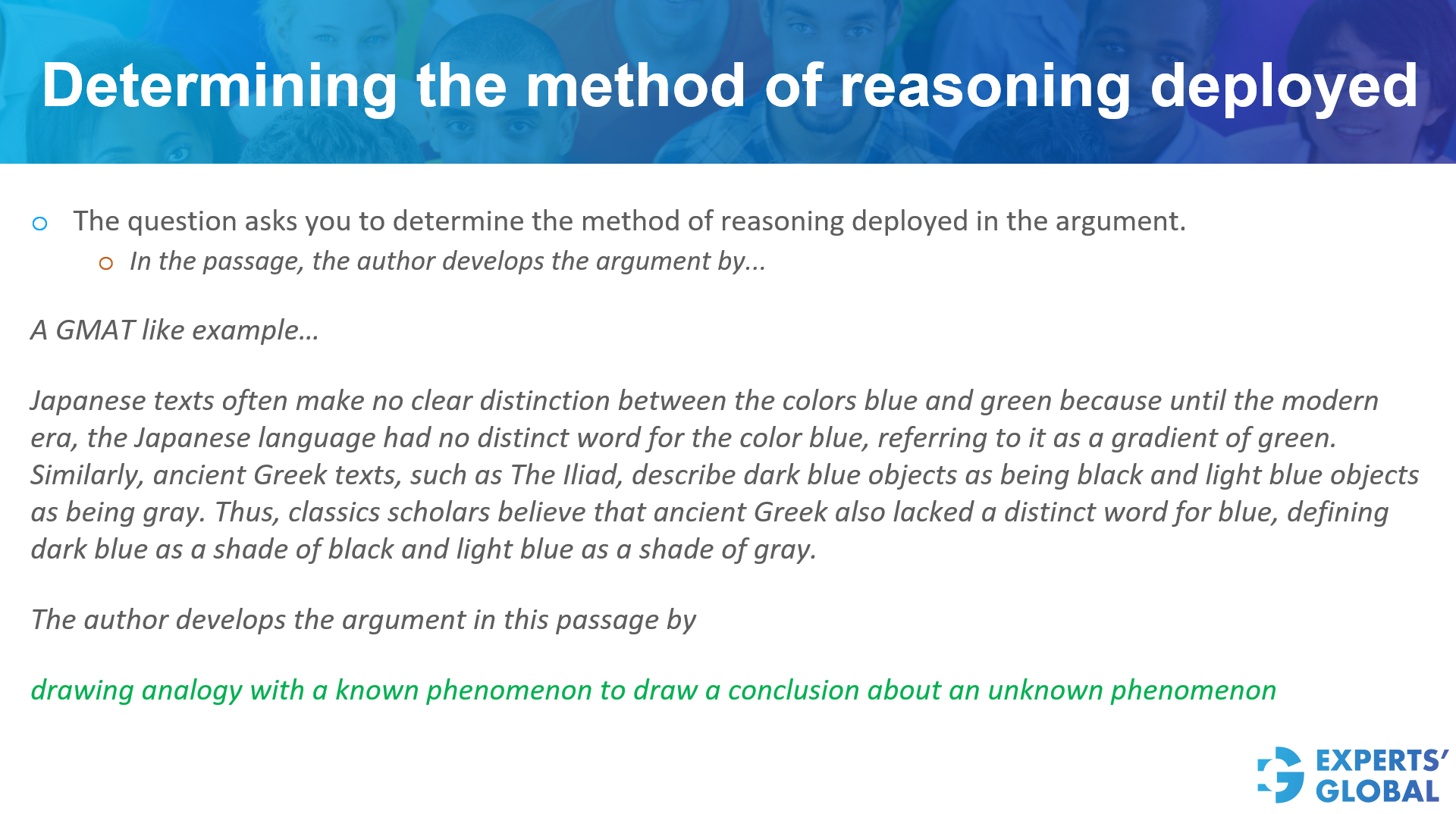 Method-of-Reasoning question type GMAT-like example