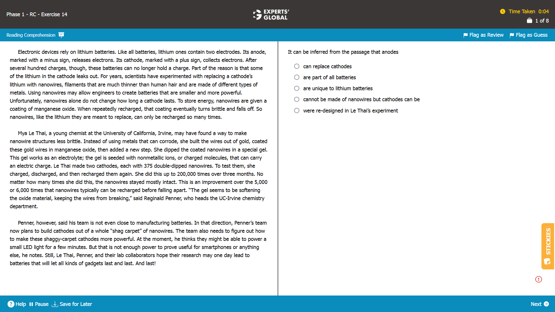 GMAT RC Practice Question 1