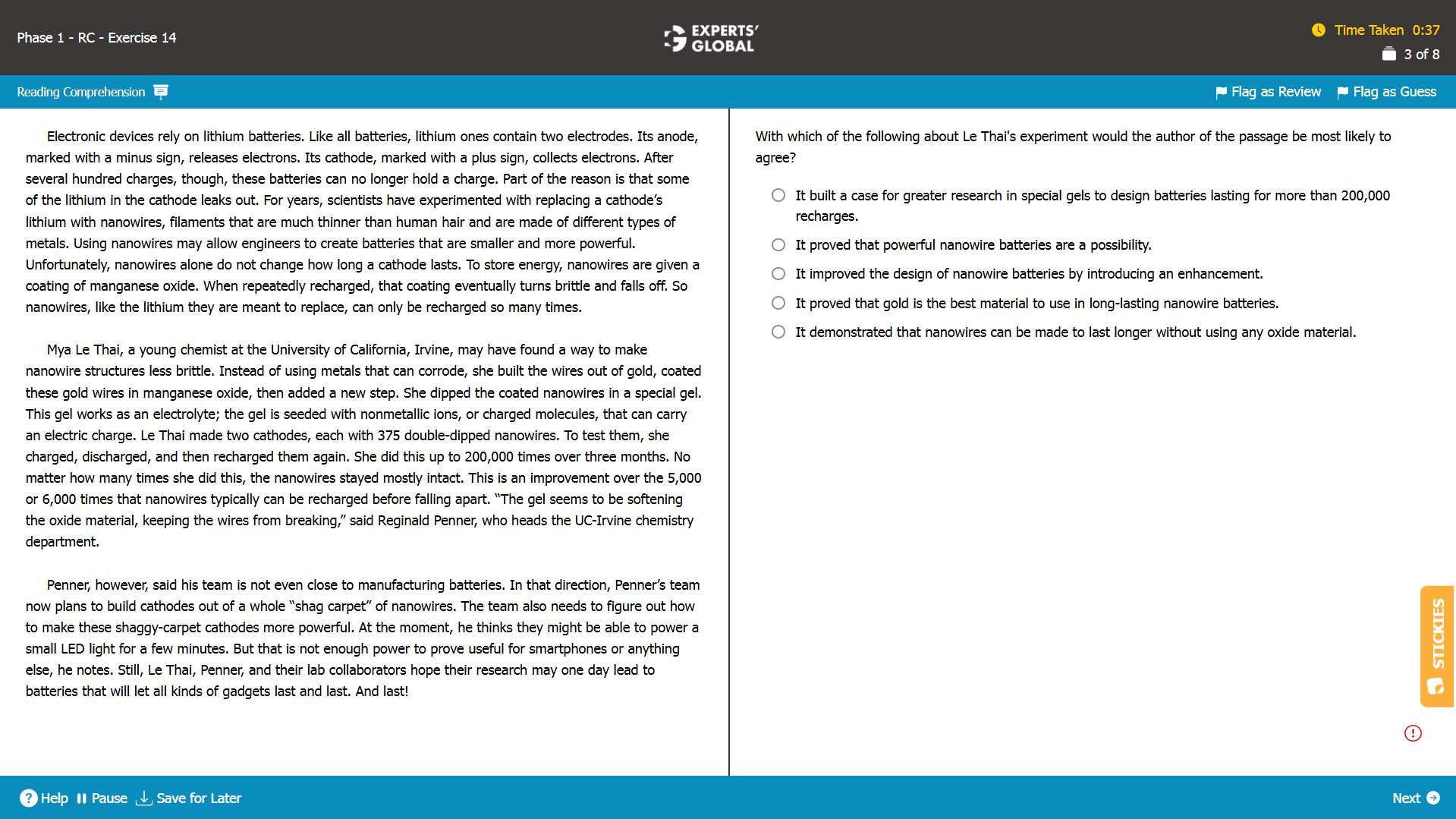 GMAT RC Practice Question 3