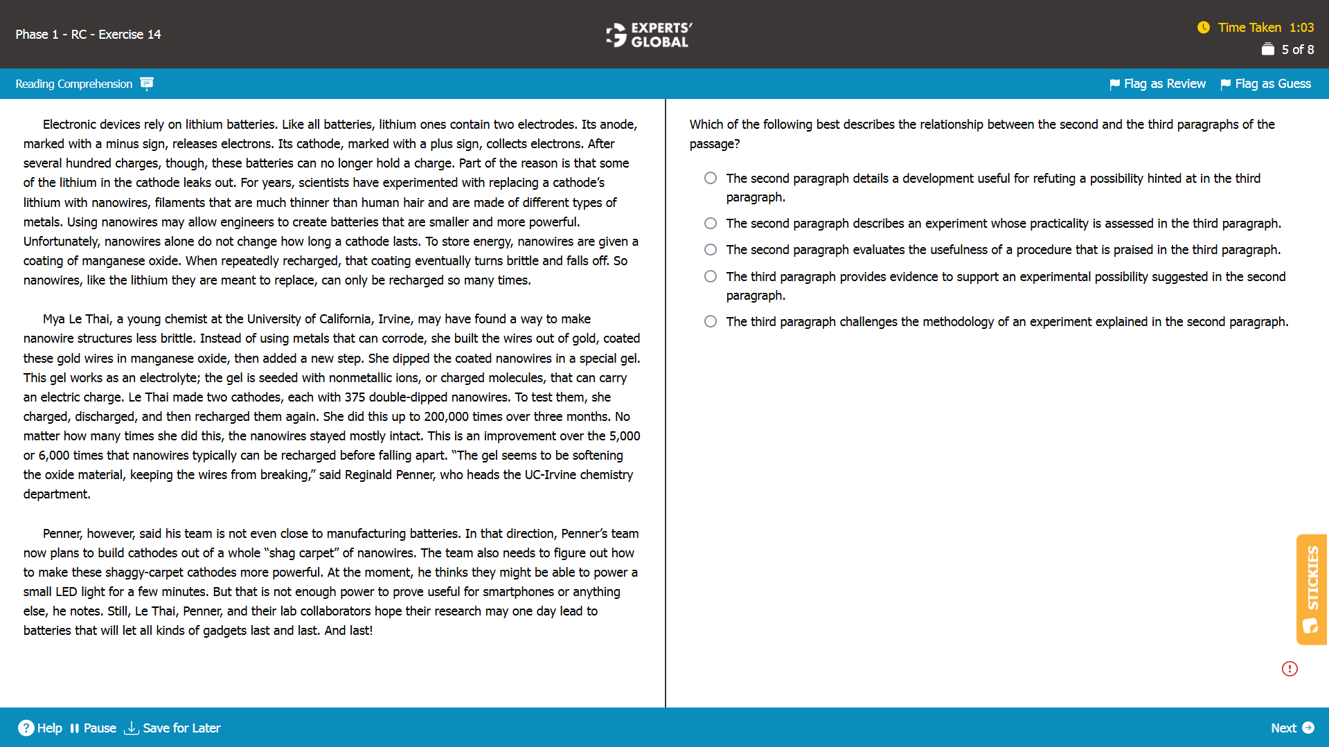 GMAT RC Practice Question 5
