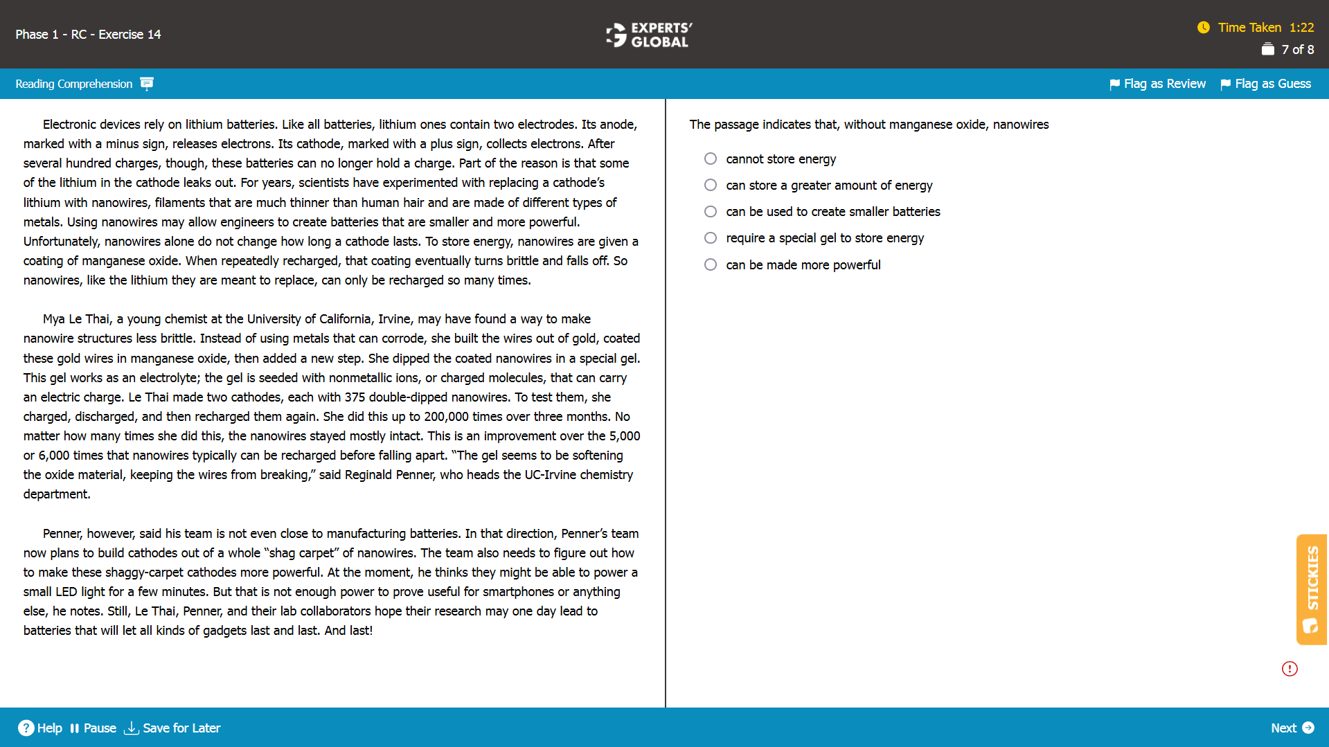 GMAT RC Practice Question 7