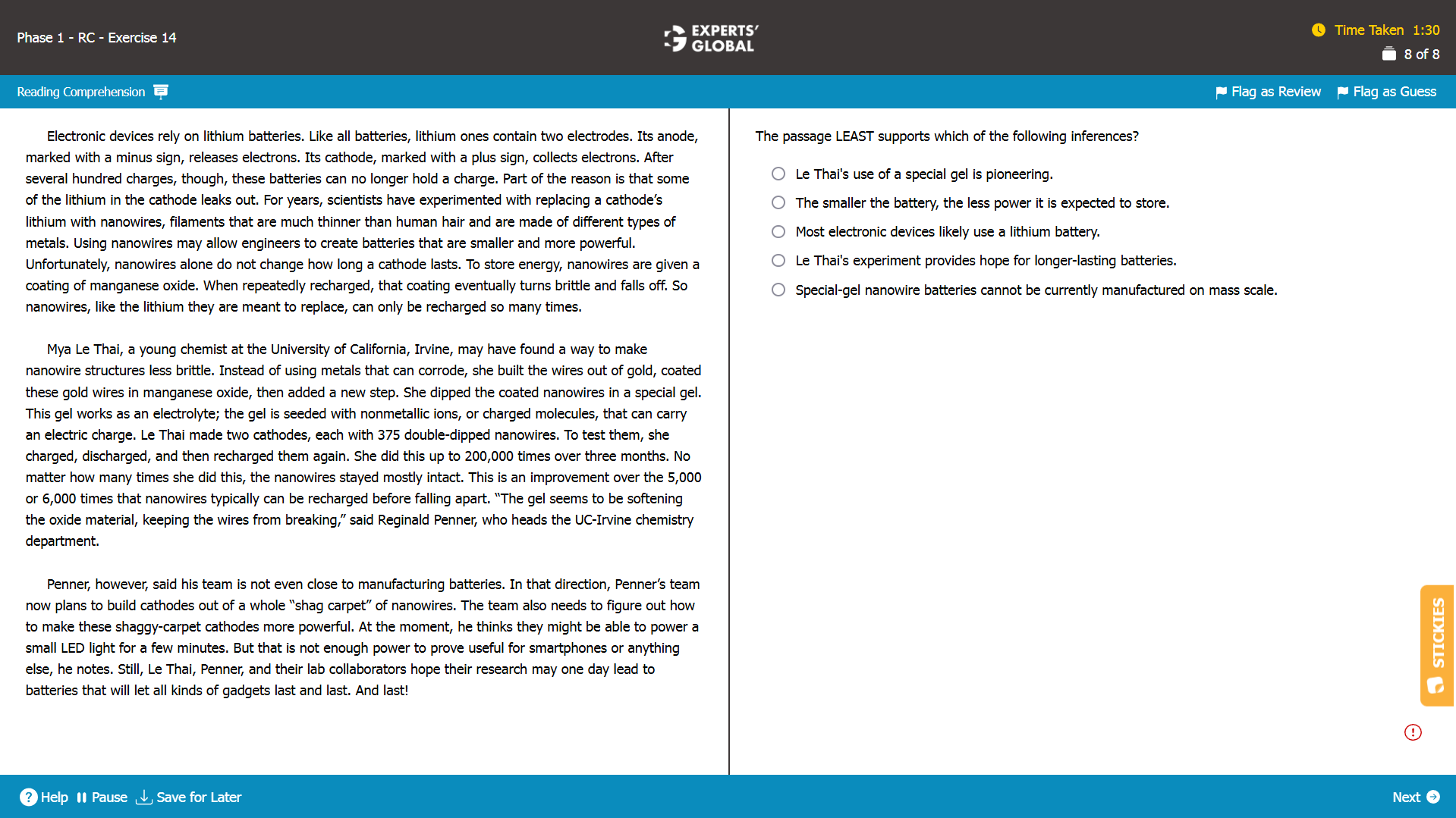 GMAT RC Practice Question 8
