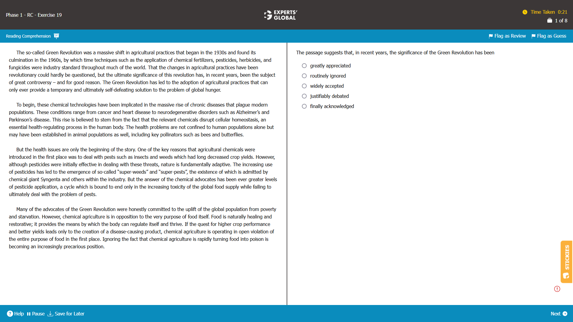 GMAT RC: Fact-Based Sample Question