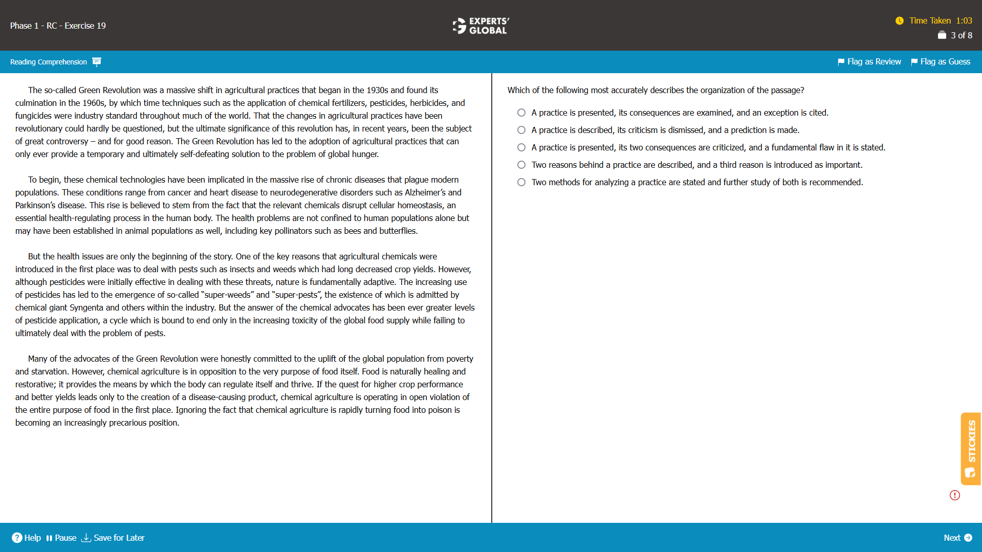 GMAT RC: Structure-Based Sample Question