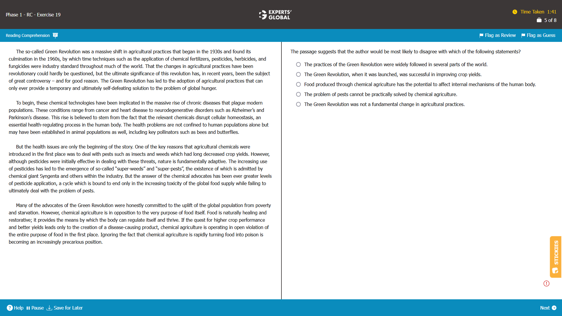 GMAT RC: Author would Agree/Disagree Sample Question