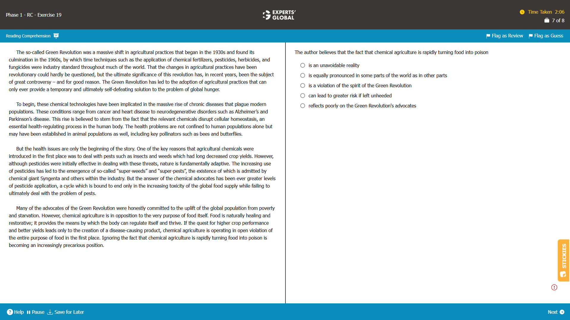 GMAT RC: “Author believes that…” Sample Question