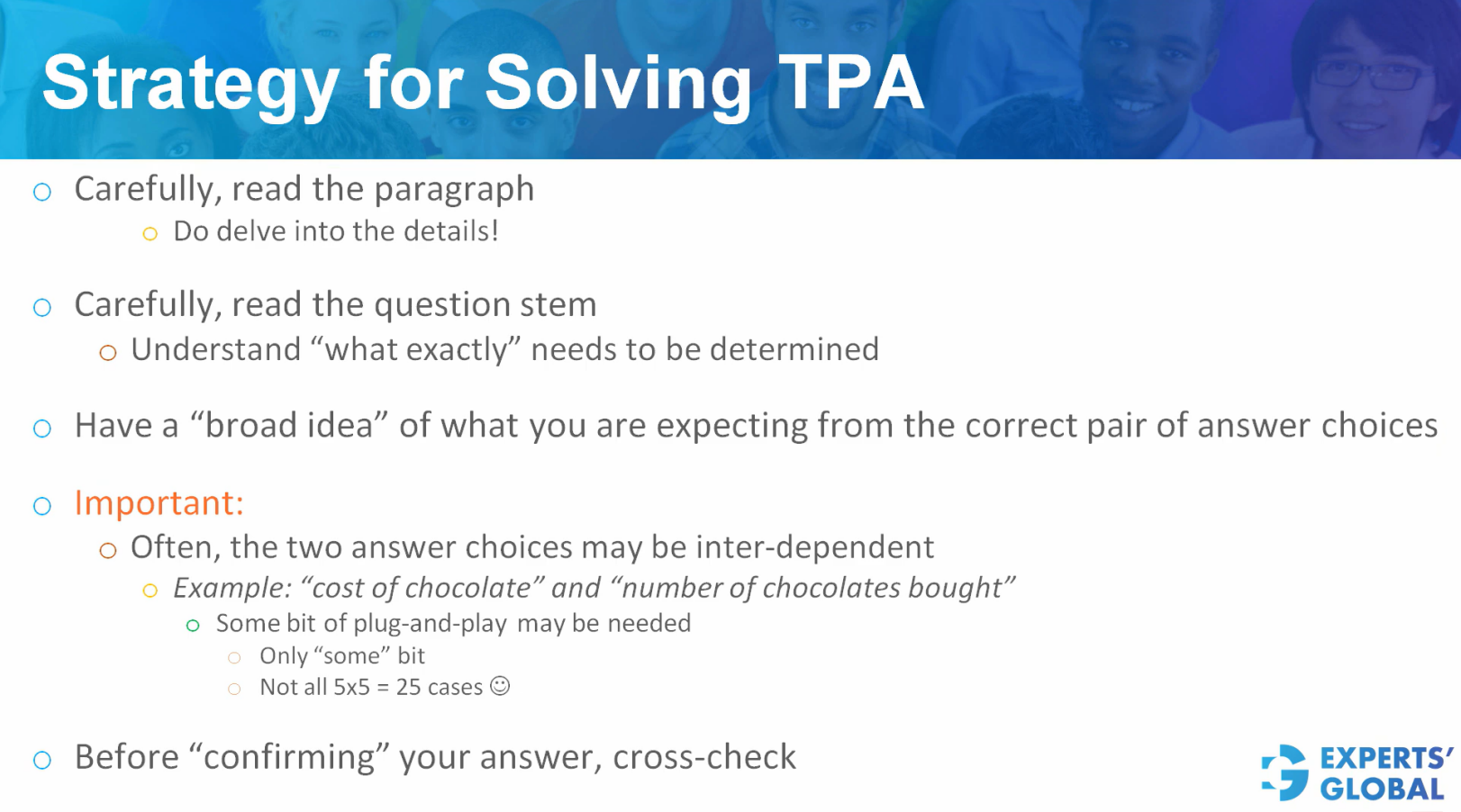Approach for solving GMAT TPA Questions