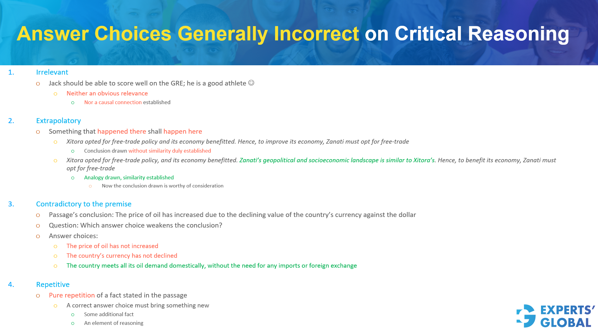 Choices Generally Incorrect on GMAT