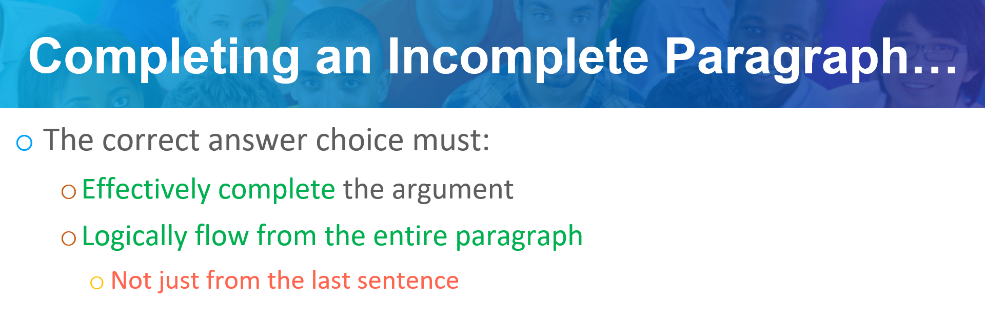 Completing an incomplete paragraph on GMAT