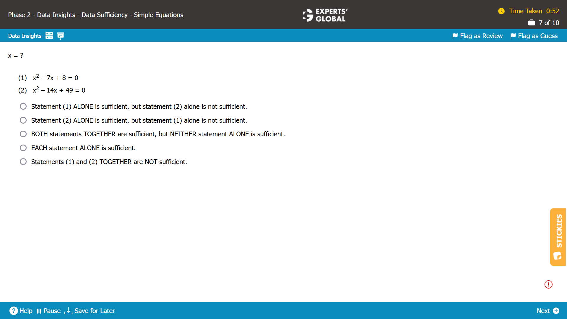 GMAT DS Practice Question 3