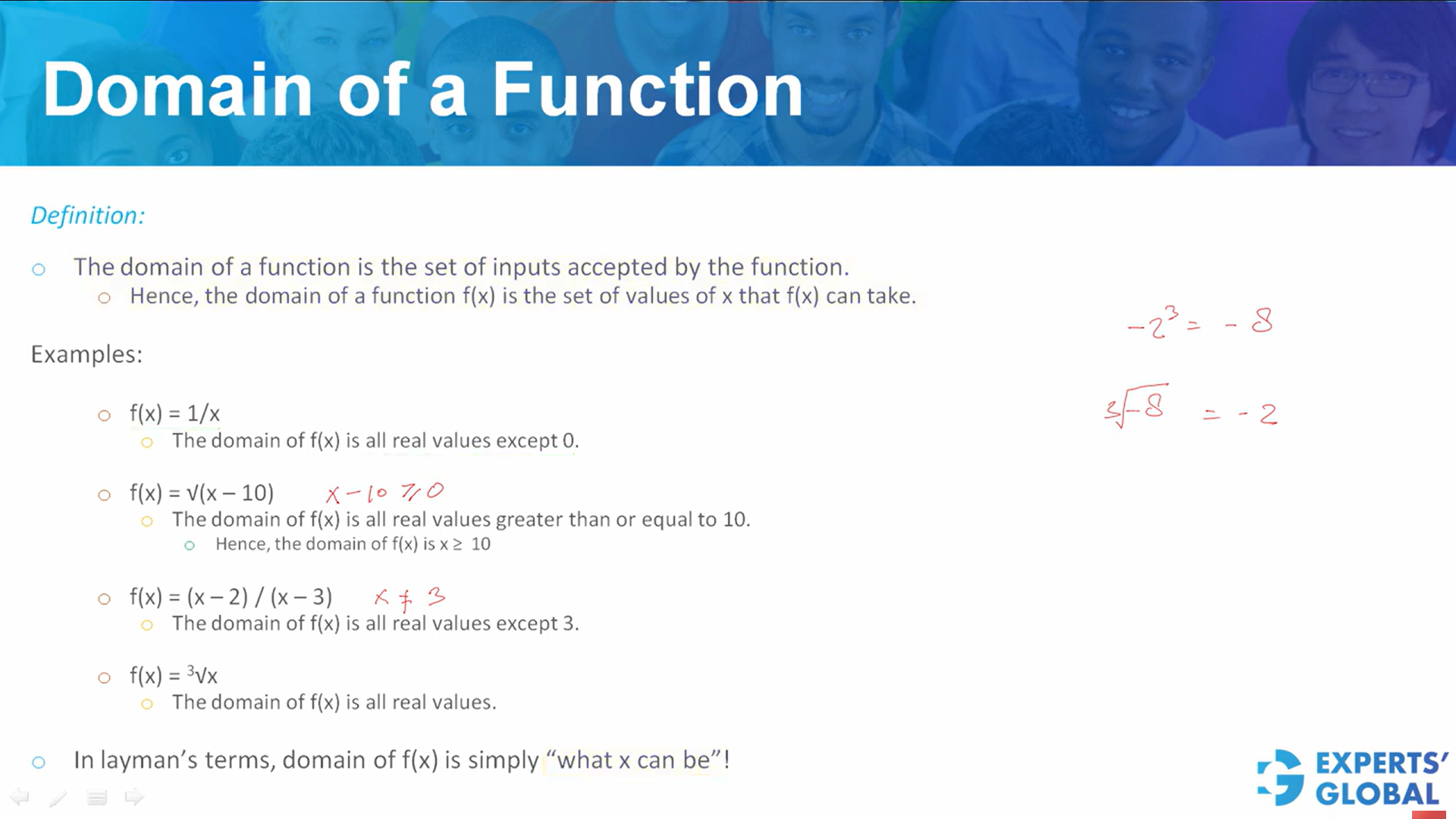 Domain of a function