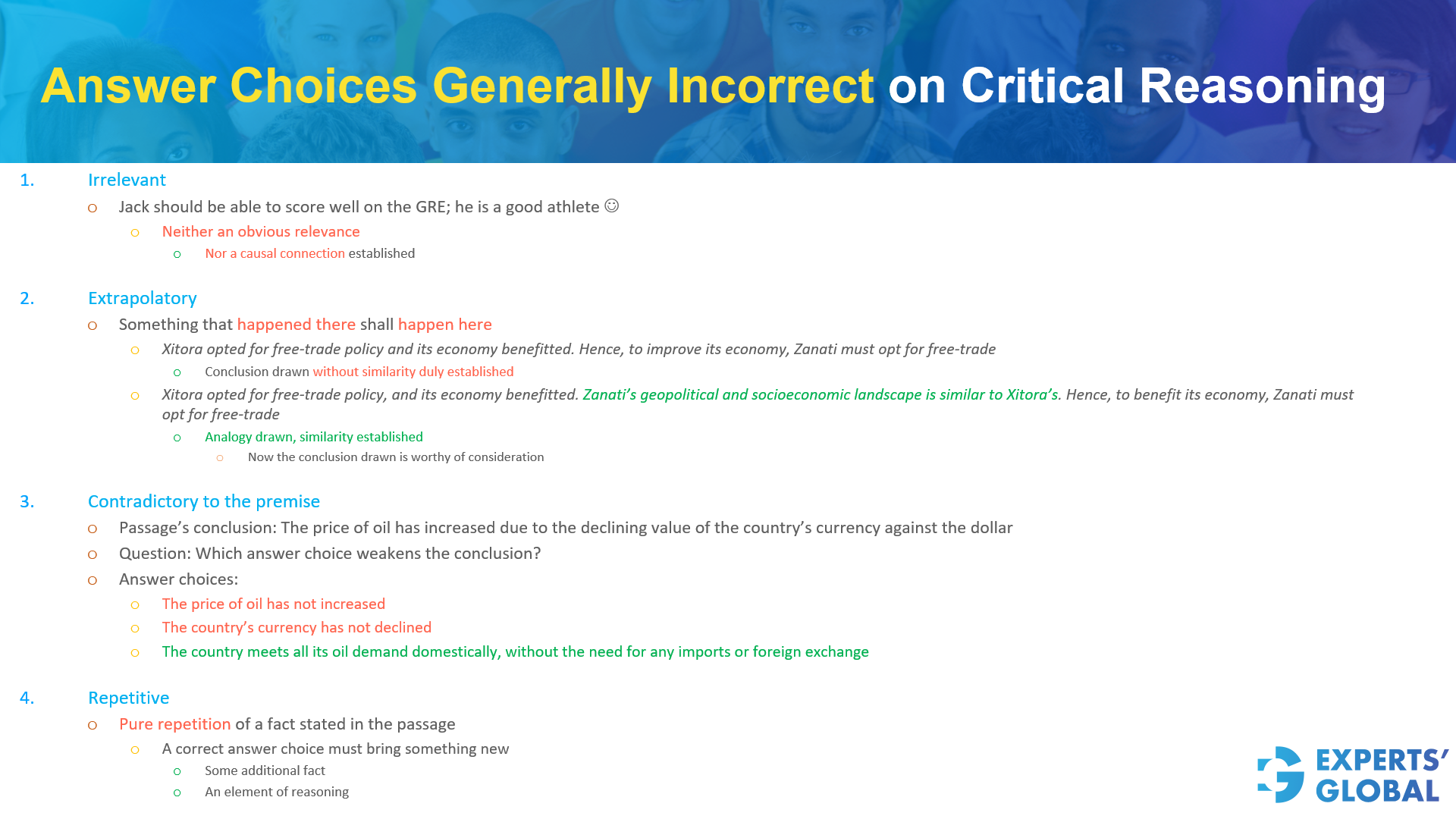 Answer Choices Generally Incorrect on GMAT Critical Reasoning Questions