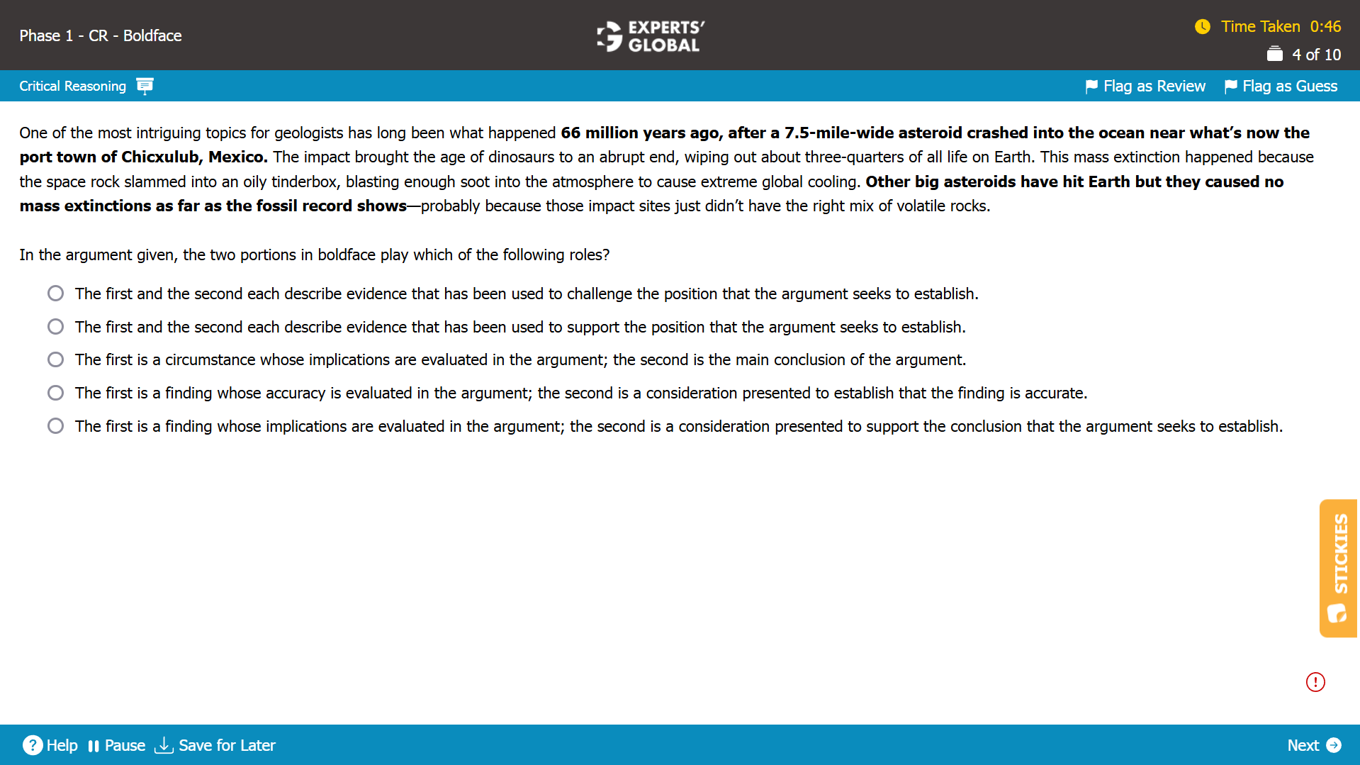 How a Boldface CR question appears on the GMAT