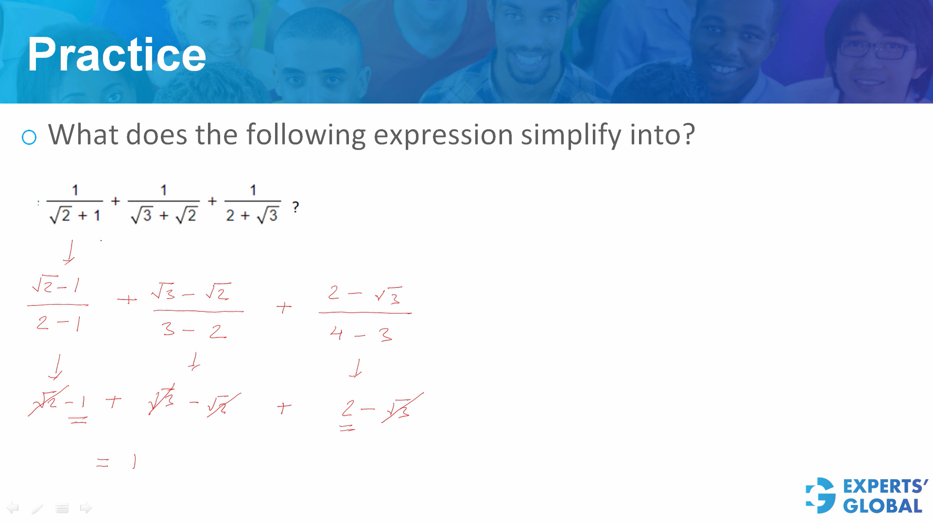Practice question for Rationalization on GMAT
