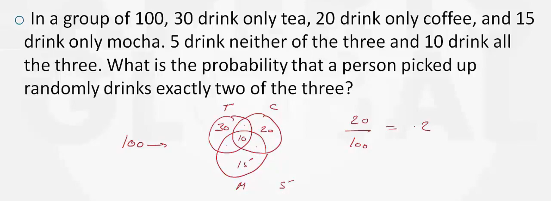 Probability based on Set Theory (Venn Diagrams) on GMAT problem
