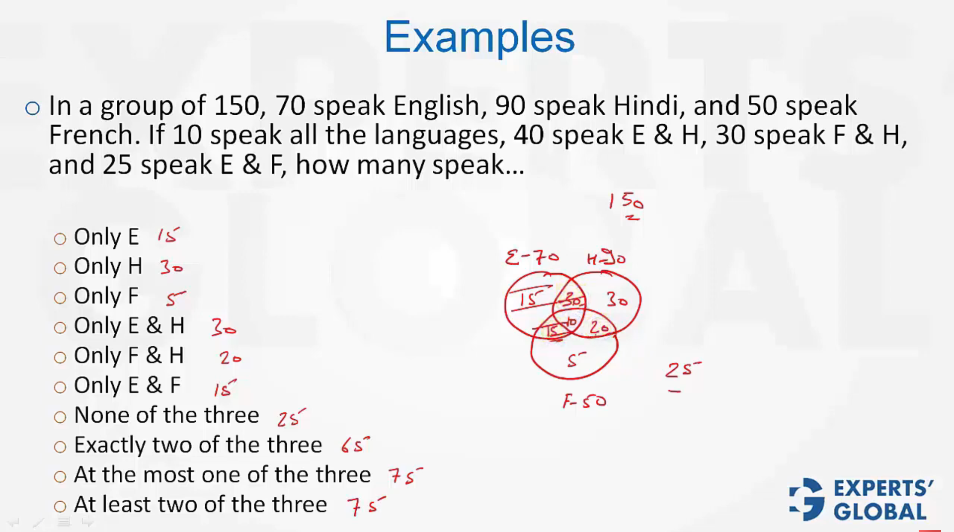 Set Theory: Three Overlapping Sets problem