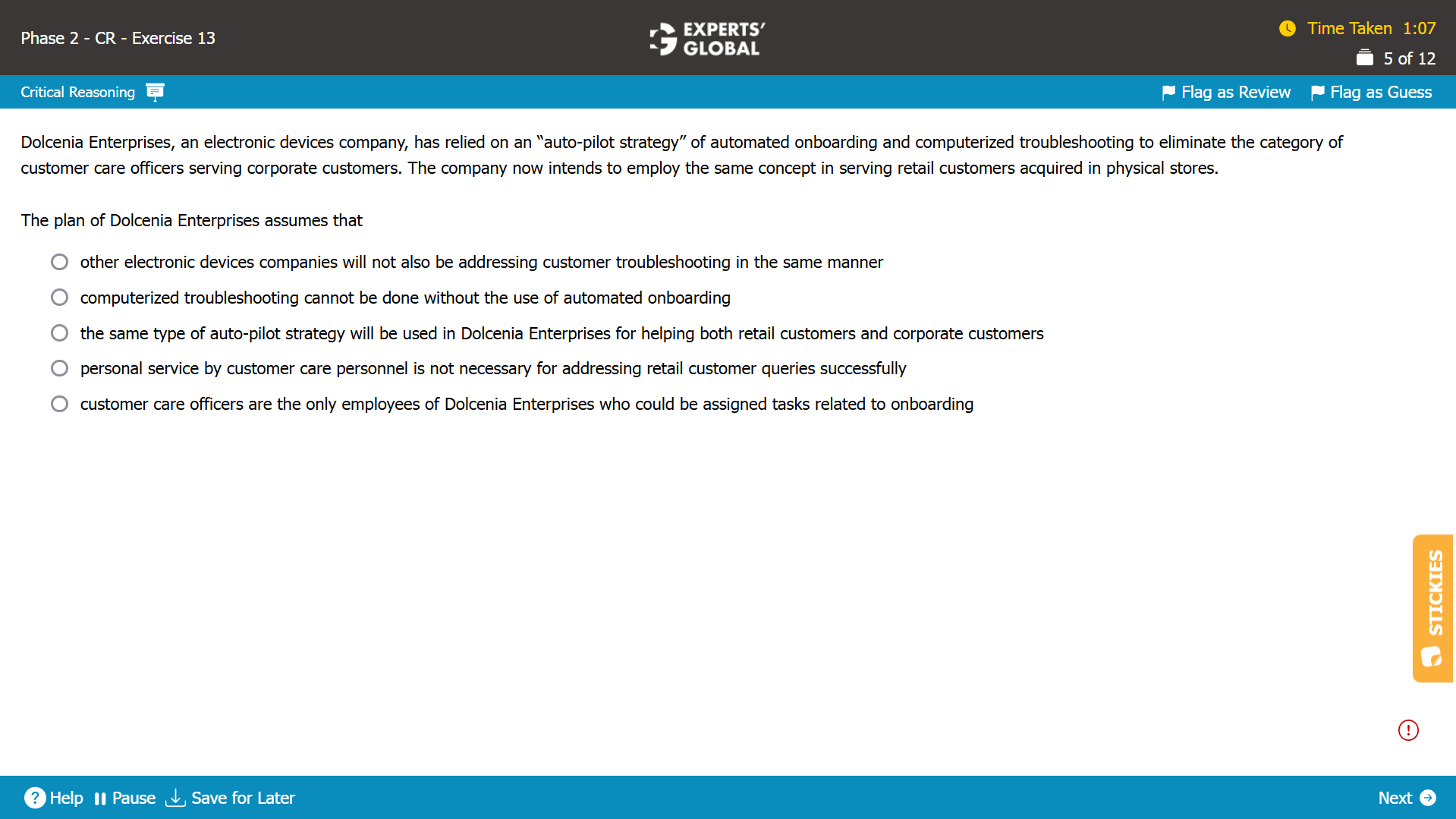 GMAT Assumption Practice Question