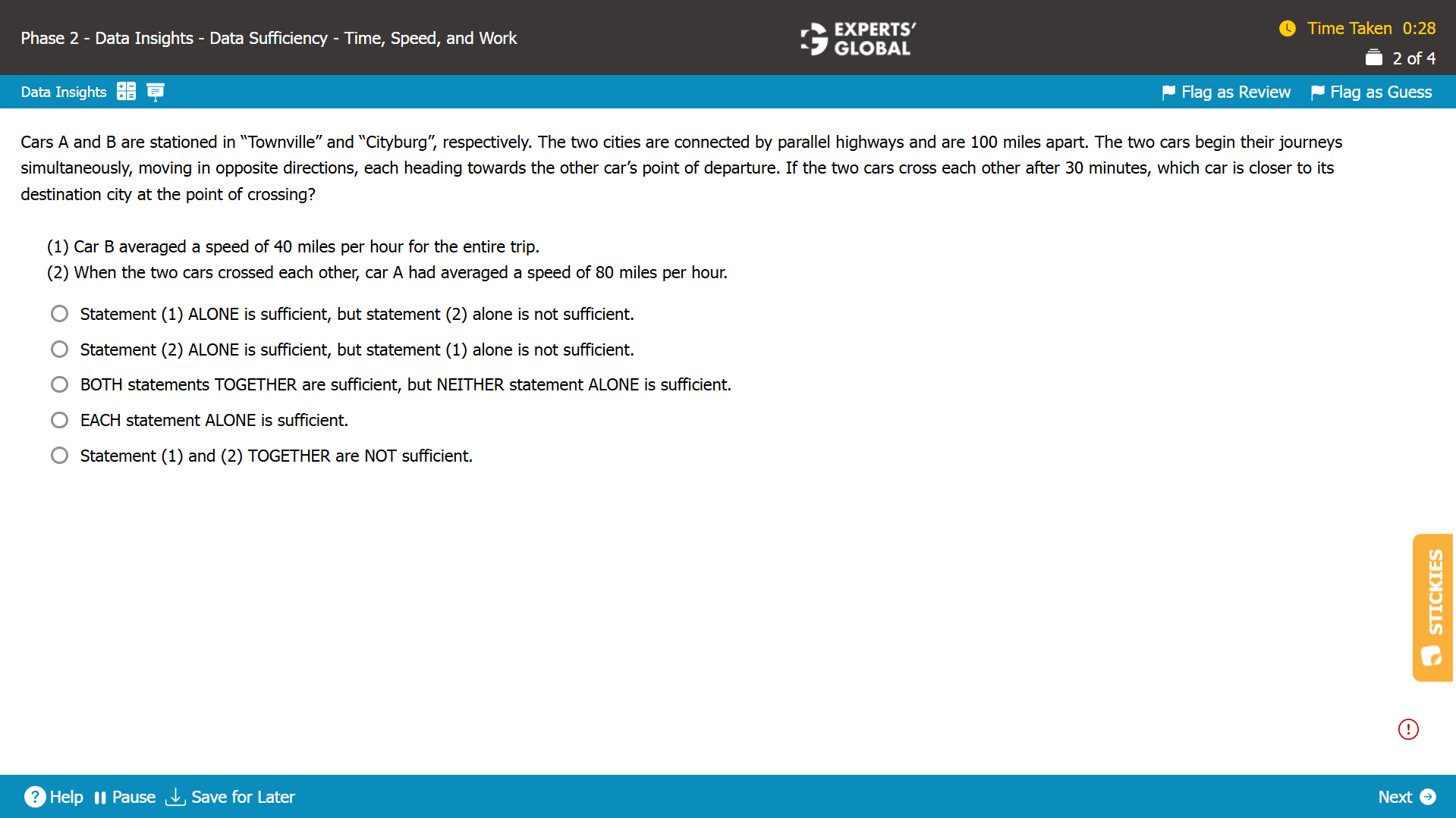 GMAT-style Time-Speed-Distance Practice Question 2