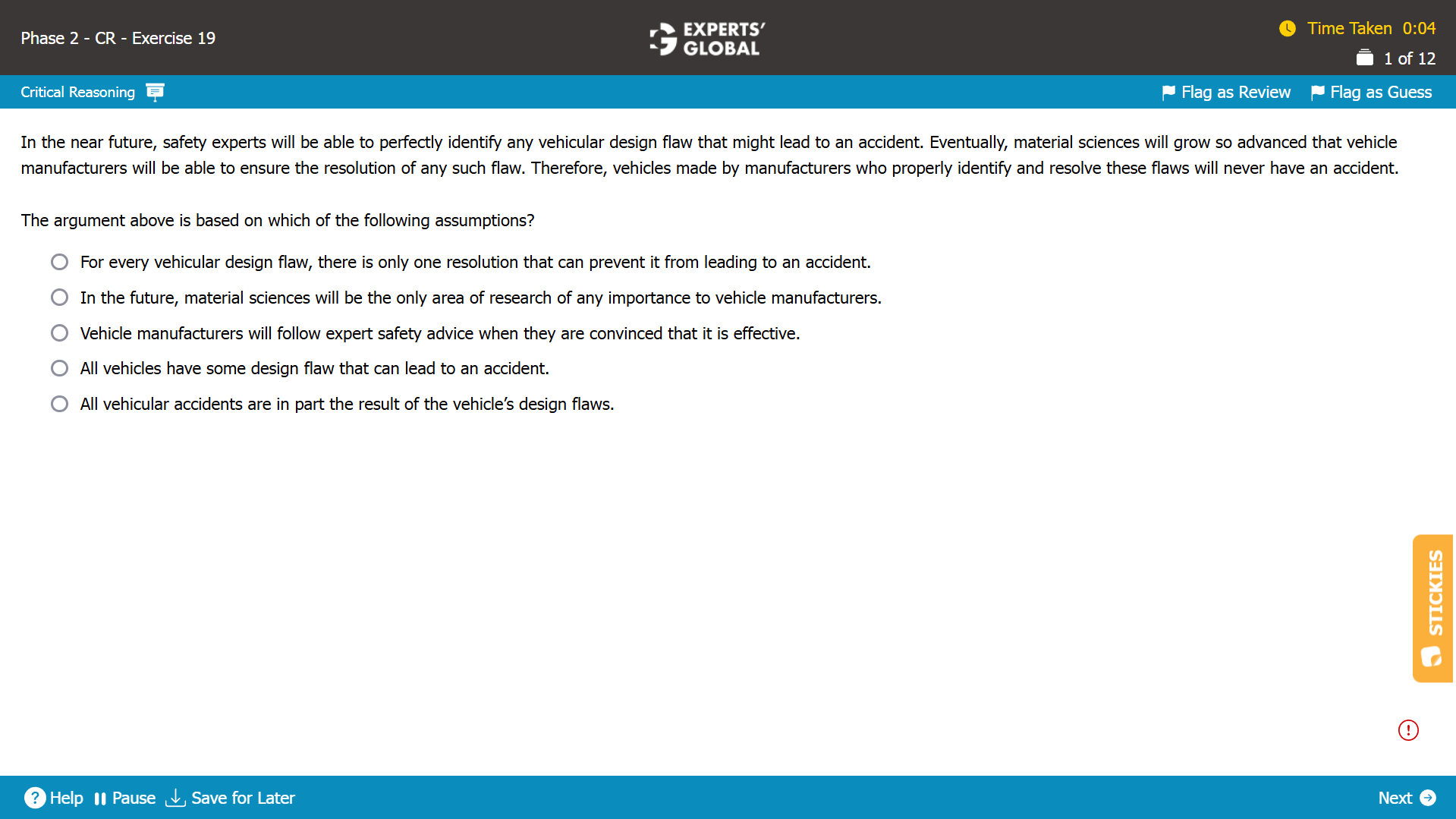 Assumption Practice Question on GMAT