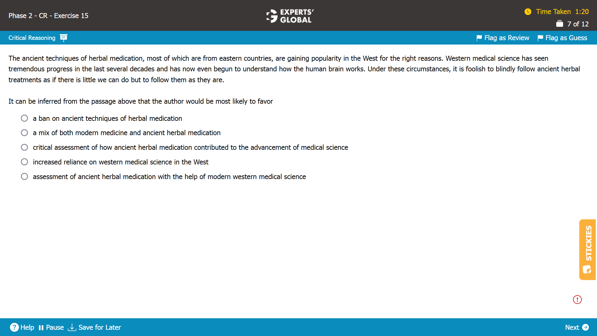 Inference GMAT CR Practice Question