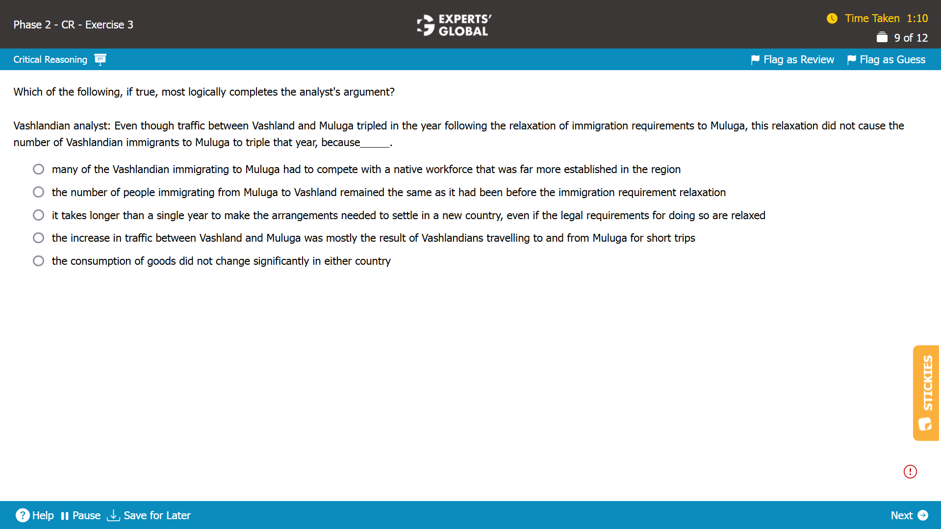 Paragraph Completion GMAT CR Practice Question