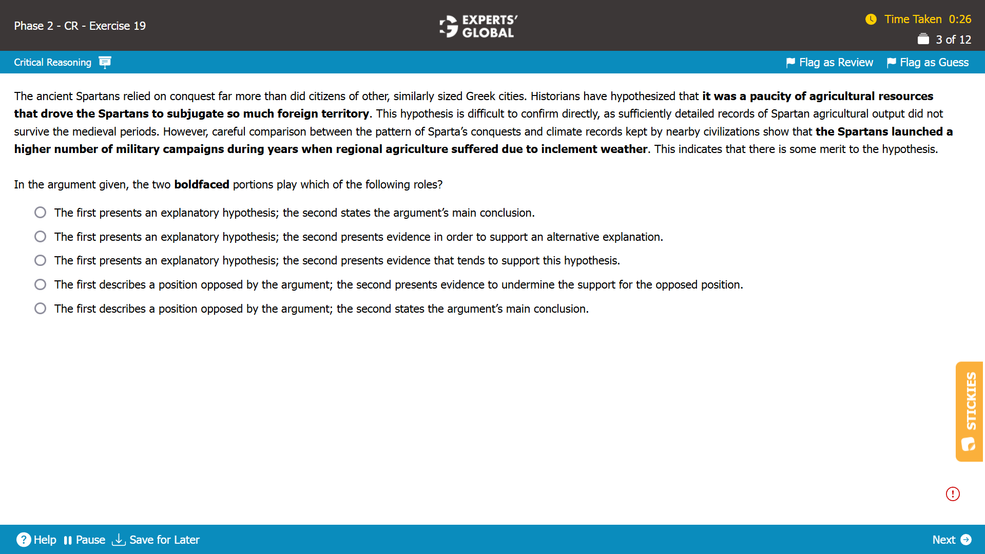 GMAT-style CR Boldface Question 