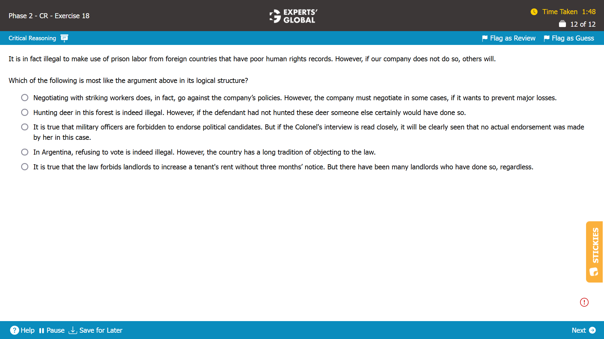 GMAT-style CR Similar Reasoning Question