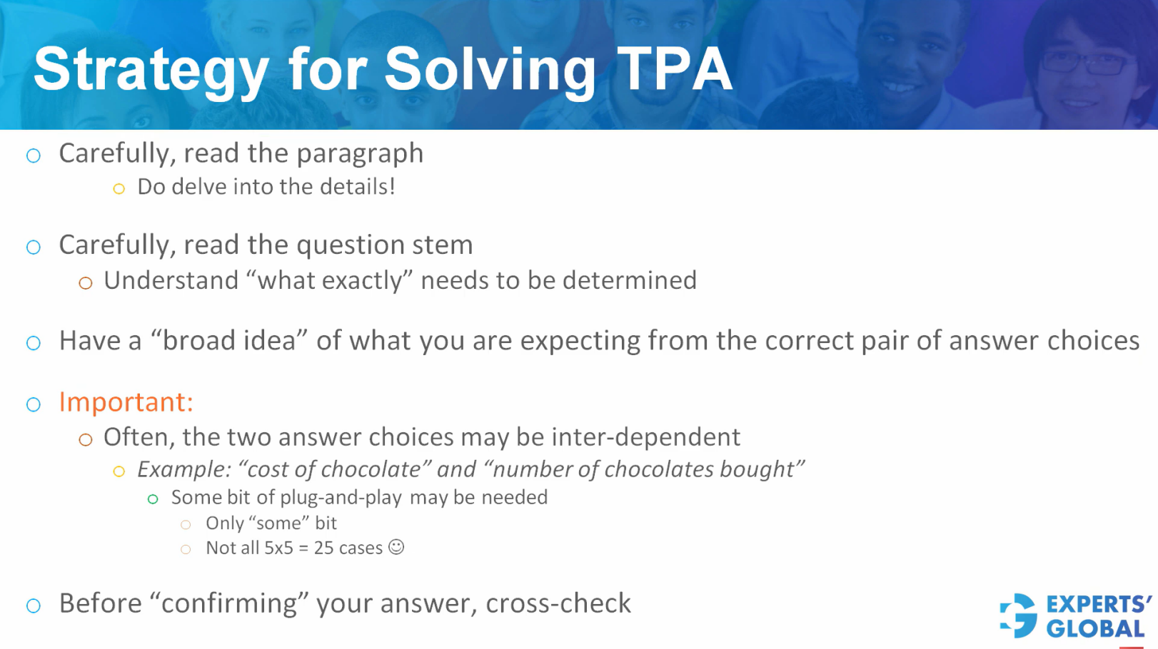 Strategy for solving TPA questions on GMAT