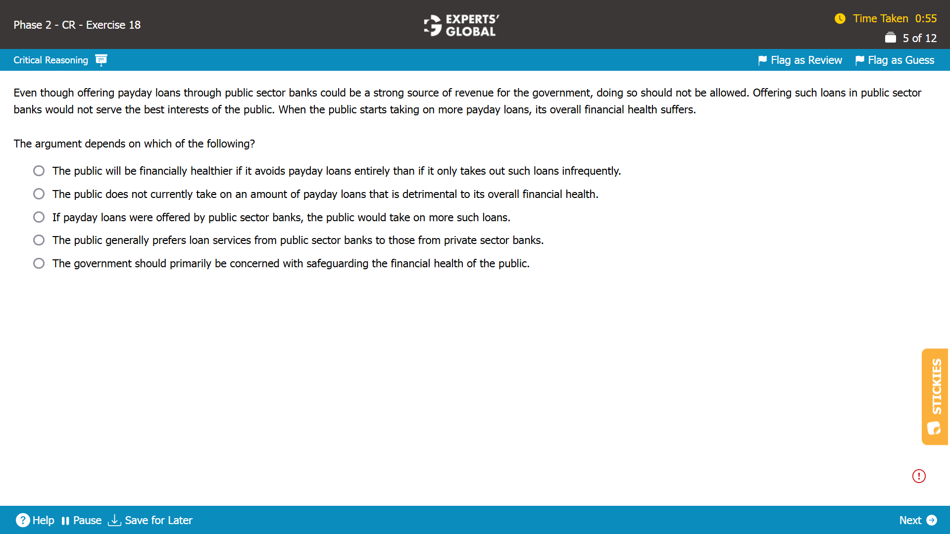 Assumption Practice Question 1 on GMAT